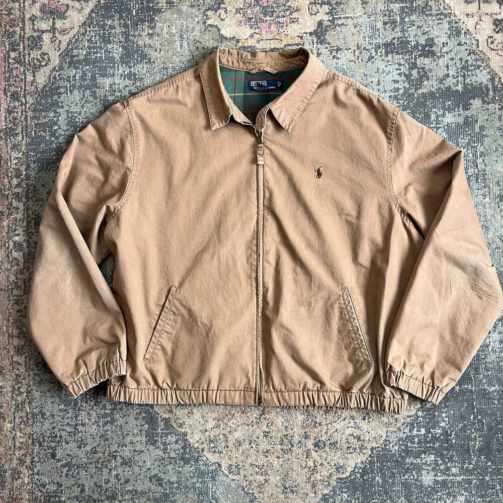 Polo Ralph Lauren Bi-Swing Jacket Tan Harrington Plaid Lined XXL